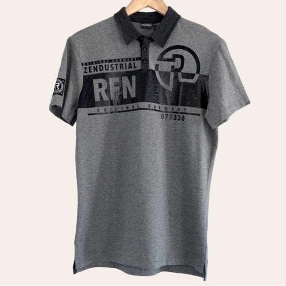 NWT Rufen Gray And Black Polo Shirt - Picture 1 of 14